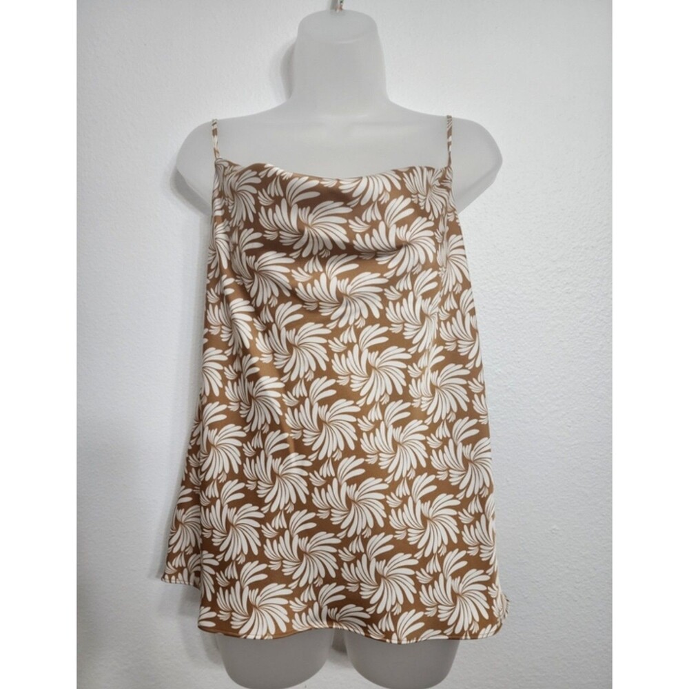Worthington XL Women's Brown Floral Print Spaghetti Strap Blouse